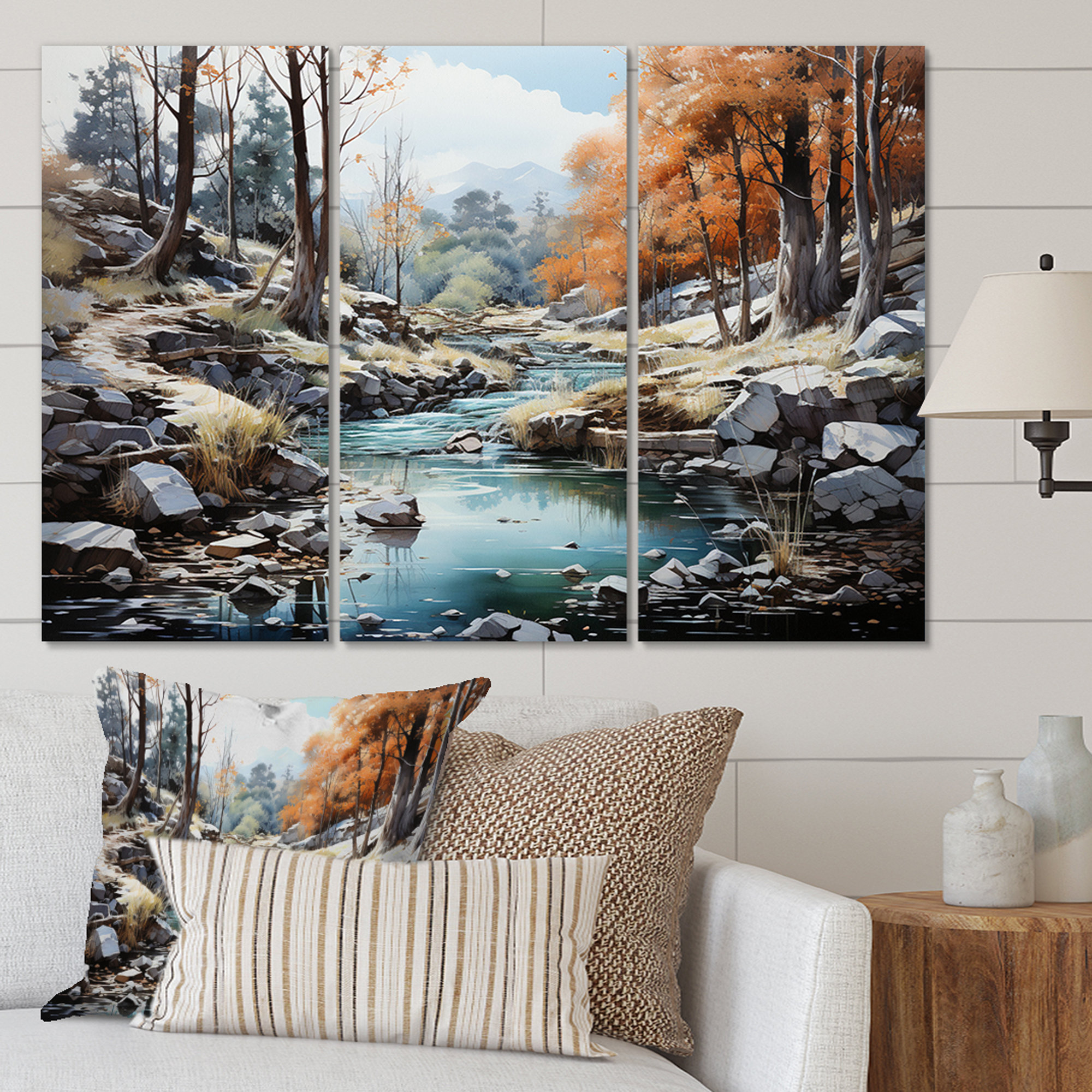 Millwood Pines Waterfall Cascade Of Serenity On Canvas 3 Pieces Print ...