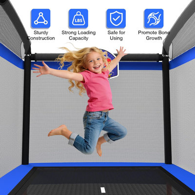 LANGXUN 6FT 5-in-1 Rectangle Mini Trampoline for Kids, ASTM Certified Safety Enclosure Net Design, Indoor Outdoor Play Trampoline Suitable for Boys & Girls