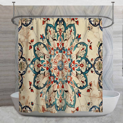 Intricate Mandala Shower Curtain -  Cultural Bathroom Decor Traditional