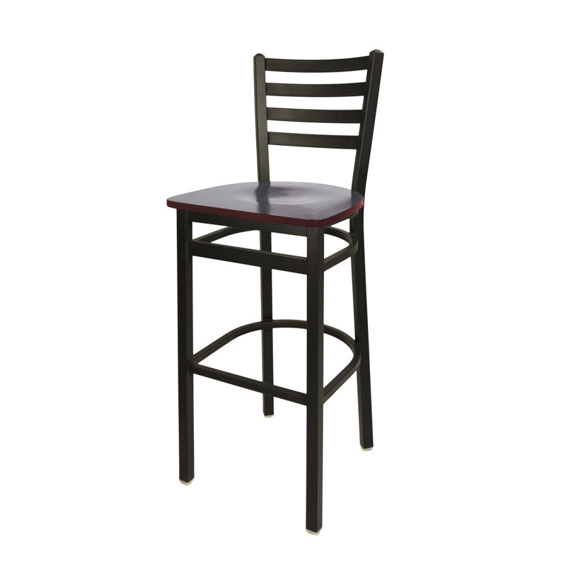 Tabouret de bar pivotant de 30,5 po, Acajou / Noir