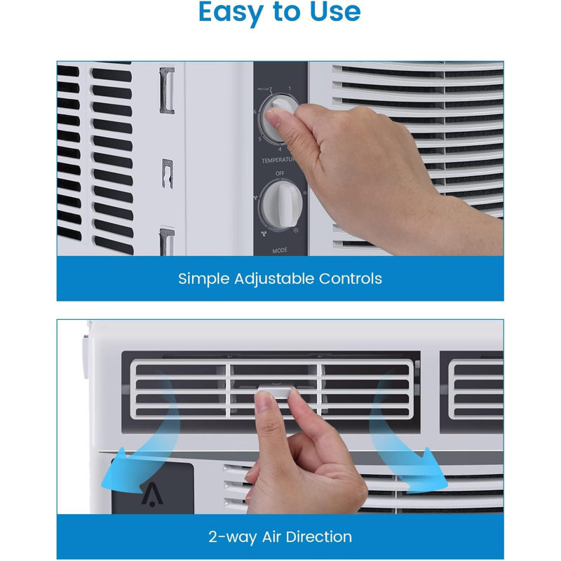 Climatiseur, climatiseur de fenêtre 5000 BTU, commande mécanique, refroidissement pour chambre à coucher et salon, ensemble d'installation inclus