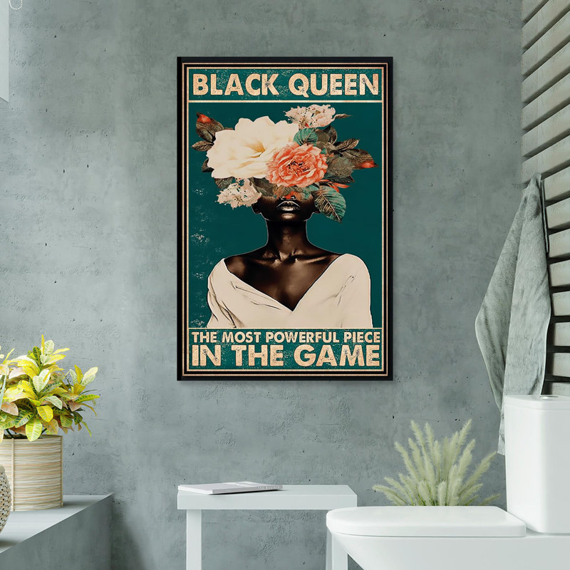 «Black Queen The Most Powerful Pièce», reproduction d'art graphique sur toile tendue, L 24 po x H 36 po