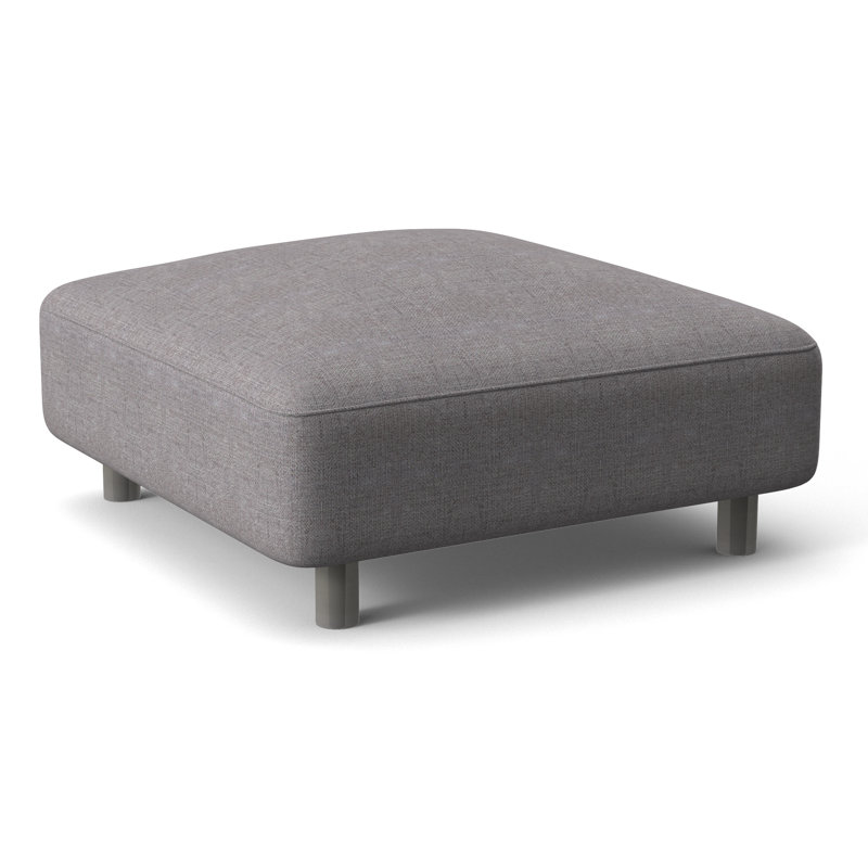 Avanni Outdoor Ottoman with Cushion, Light Grey Vinyl 6503-010, Silver