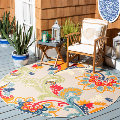 Tapis d'intérieur / extérieur à motif floral Purcellville