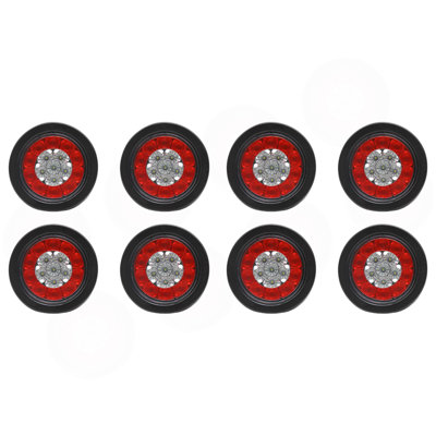 4 Pcs 4"16 LED Round Trailer Tail Lights Red Stop Turn Brake Lights White Reverse Backup Lights