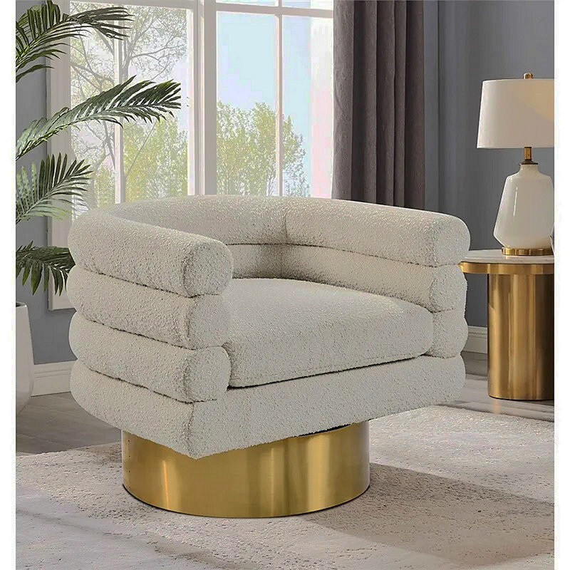 Fauteuil d'appoint pivotant Modern Boucle, Cream