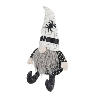 Set Of 2, 10.2X5.5X23.5" Fabric Sitting Gnome With White Hat Spider, For Halloween Decor