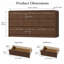 Commode 8 tiroirs pour chambre à coucher, commode 55,12 po avec station de charge, commode longue en noyer avec design cannelé et profil incurvé pour chambre à coucher, salon-1477853887