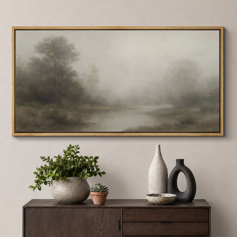 Grande impression sur toile encadrée - impression de paysage rétro pour décor de maison de campagne moderne, Naturel