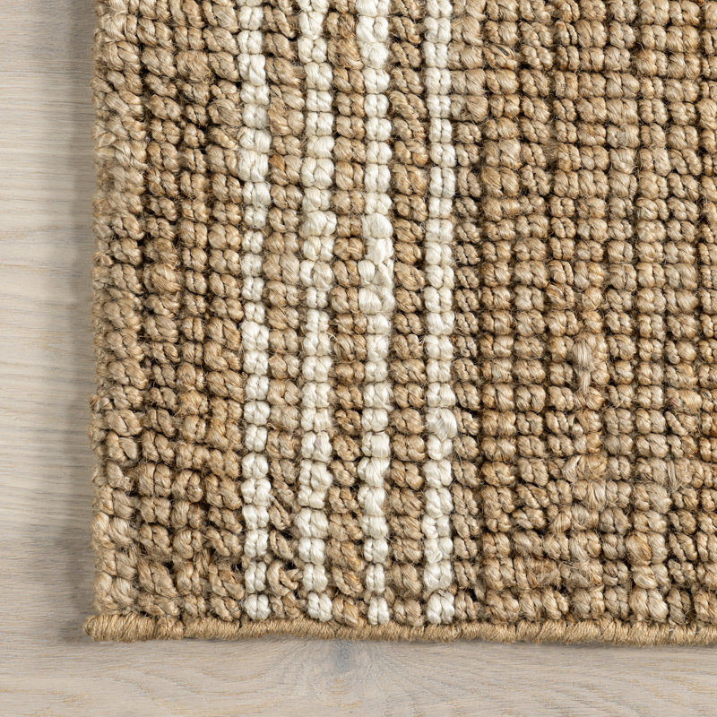 Hanna Natural Jute Flat Woven Striped Rectangular Rug