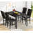 5-Piece Faux Marble Dining Table Set with Velvet Chairs-31768851