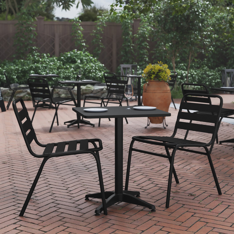 Siward Square Aluminum Smooth Top Indoor-Outdoor Table with Base, 27.5" H x 23.5" W x 23.5" D, Black