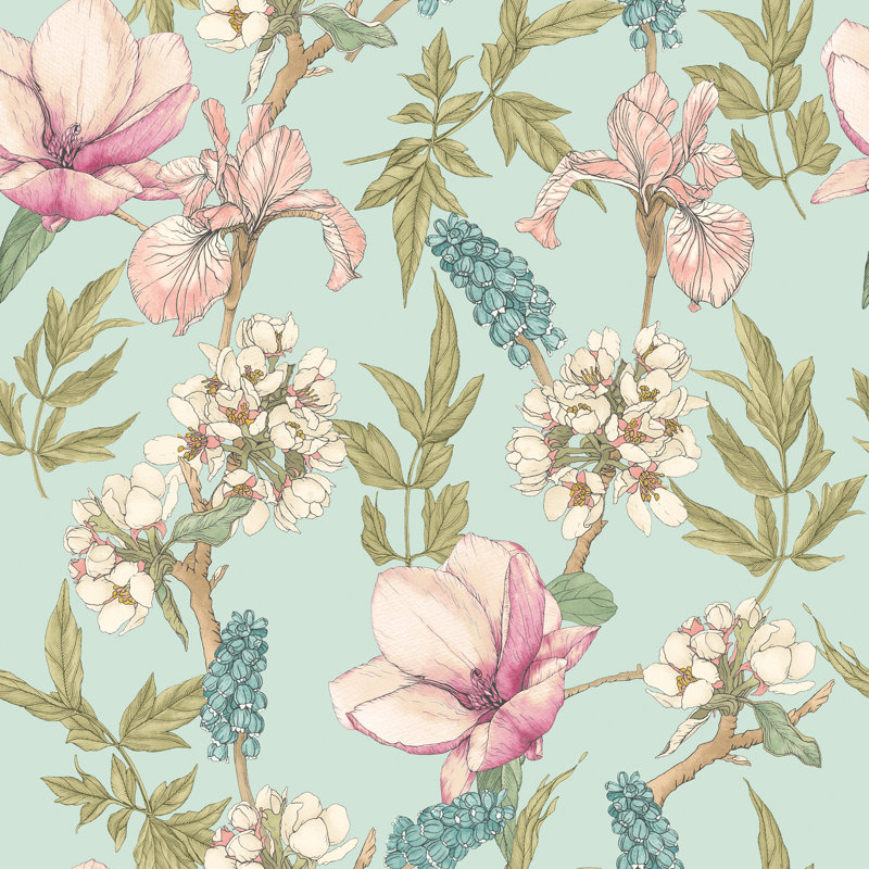 Orchid Bloom Artichoke Smooth Matt Wallpaper, Blue