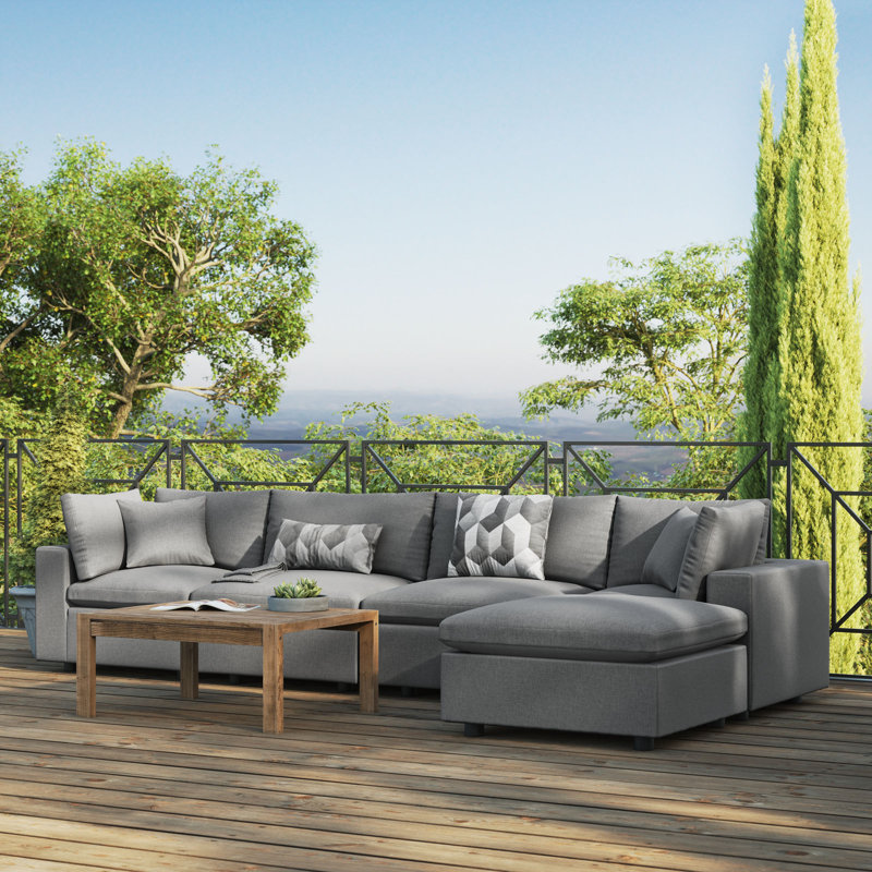 Commix 5-Piece Outdoor Patio Sectional Sofa, Charcoal