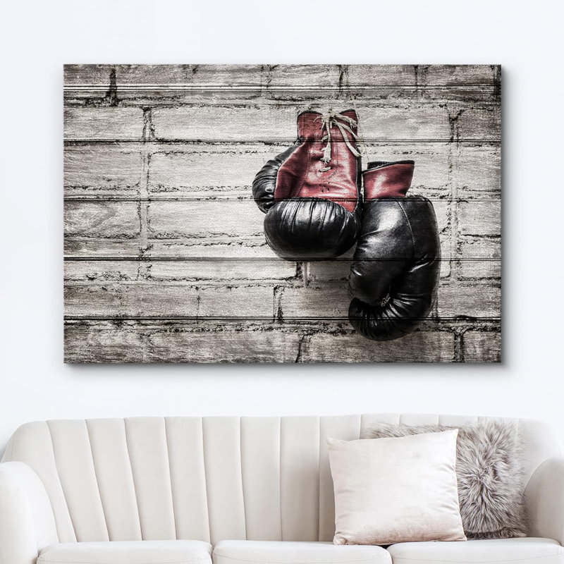 Gants de boxe rétro effet bois, H 32 po x l 48 po