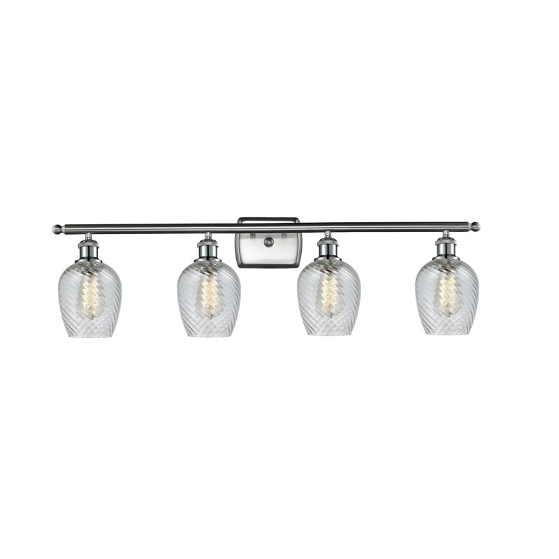 Éclairage de salle de bain à intensité variable 4 lumières Lyman, Motif cannelé transparent, Ampoule DEL 6 watts Vinage