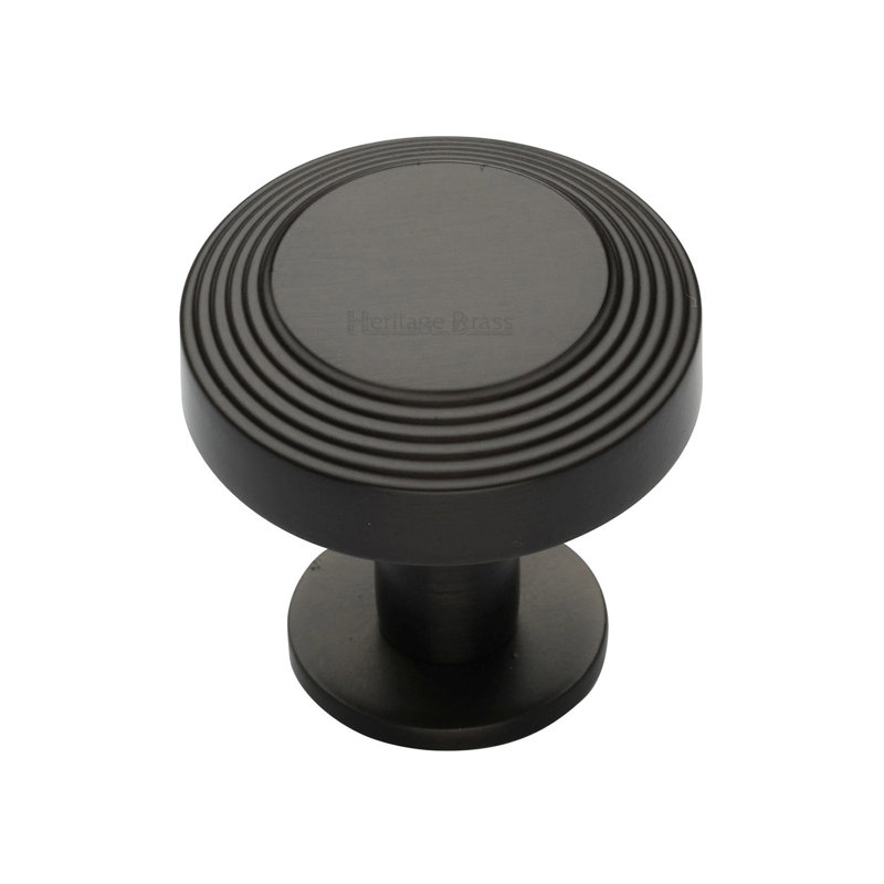 Heritage Brass Cabinet Knob Ridge Design with Rose, 3.2cm