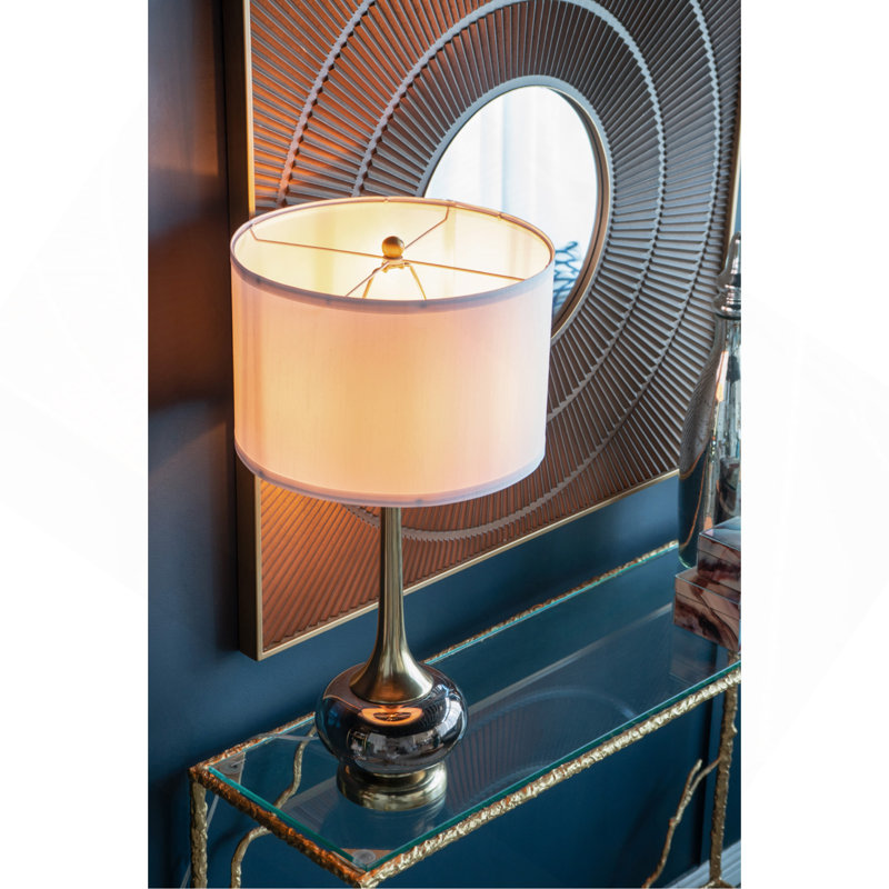 D15x29" Table Lamp With Glass Drum