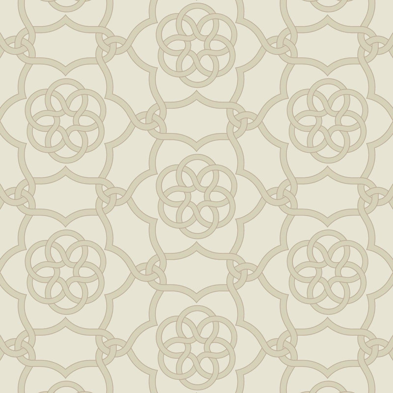Floret Lattice - Golden Wheat Wallpaper, Faux Grasscloth, Non-Pasted, Beige; Yellow
