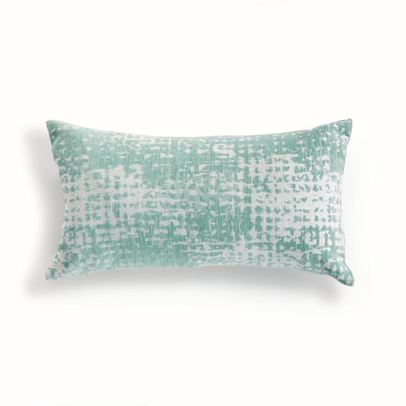Hana Polyester Indoor/Outdoor Pillow Cover & Insert, Seafoam, Rectangular 12" x 22"