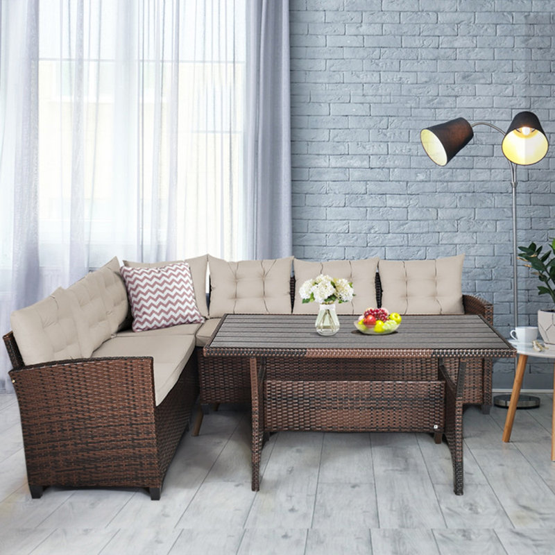 6 - Person Patio Conversation Sets with Cushions