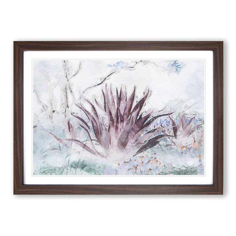 Wild Aloe Vera Succulent in Abstract - Picture Frame Graphic Art Print, Walnut, 35cm H x 50cm W x 2cm D
