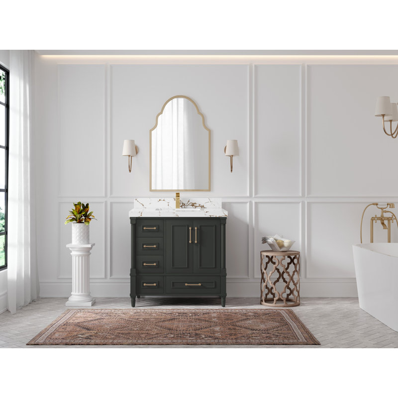 Aberdeen 36'' Single Bathroom Vanity with Top, Viola Gold