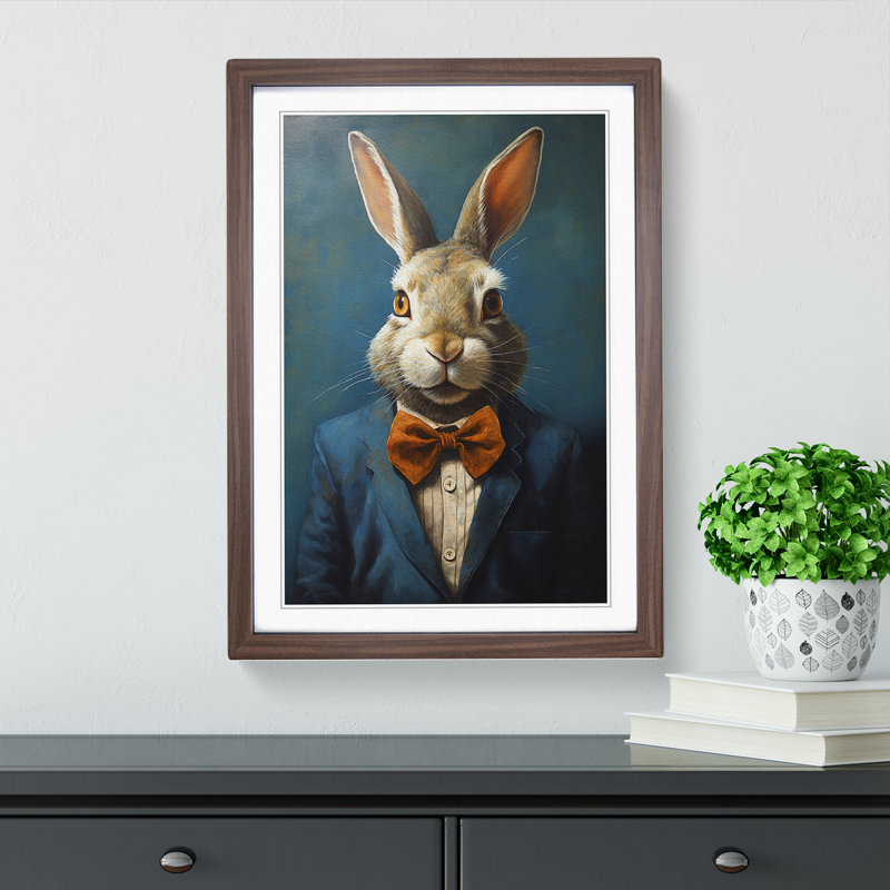 Rabbit Expressionism No.4 - Framed Print, 64cm H x 46cm W x 2cm D, Walnut 