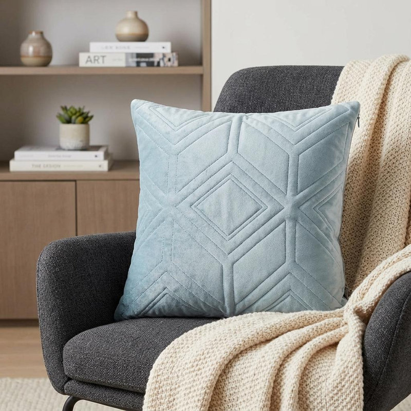 Reta Transitional Quilted Gray Throw Pillow, Gray