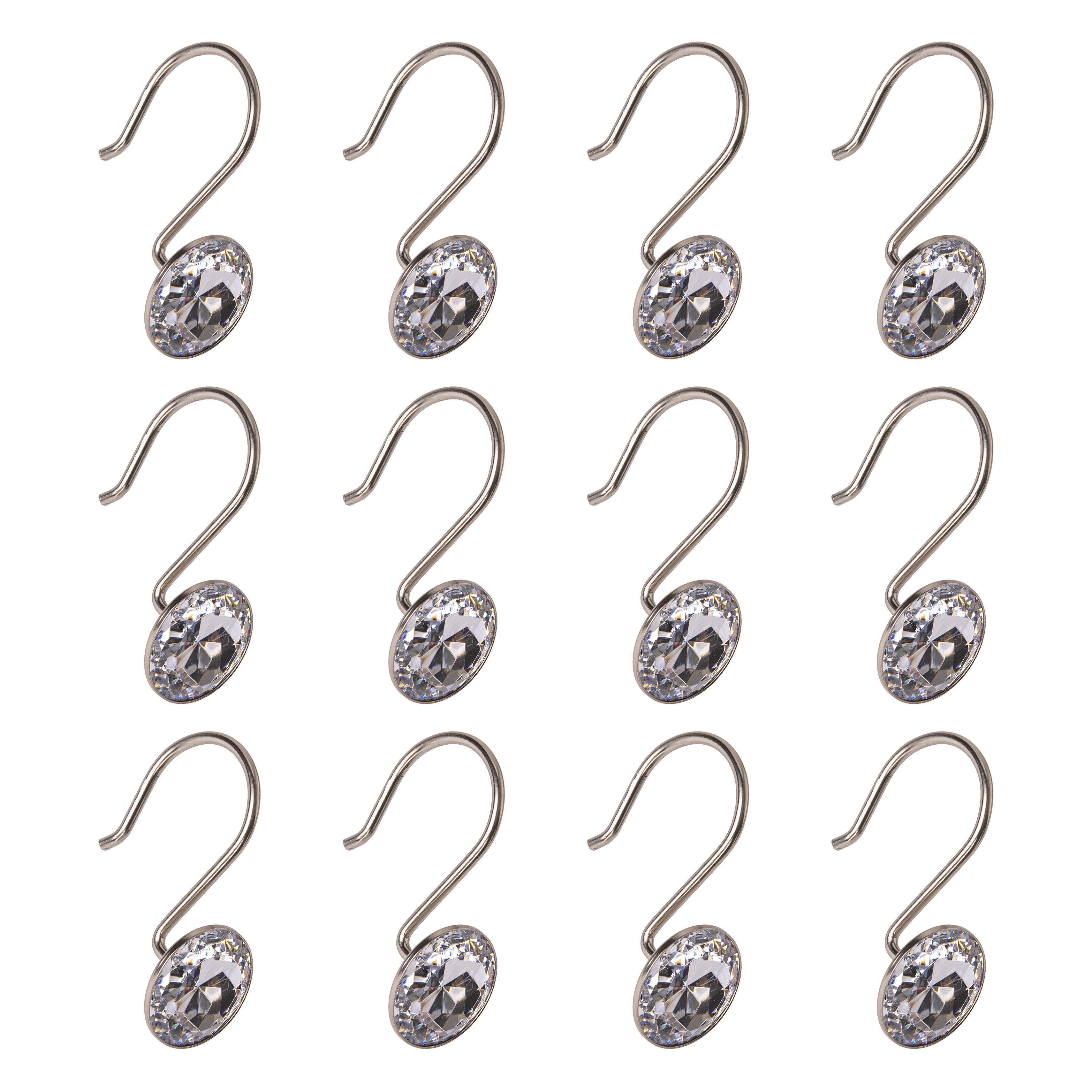 Idesign 12pc Metal Bar Shower Curtain Hooks Rust Resistant Rings