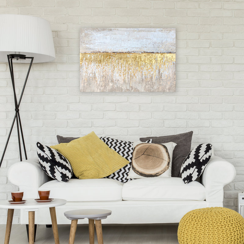 Golden Seacoast - peinture sur toile tendue, H 24 po x l 36 po x P 2 po