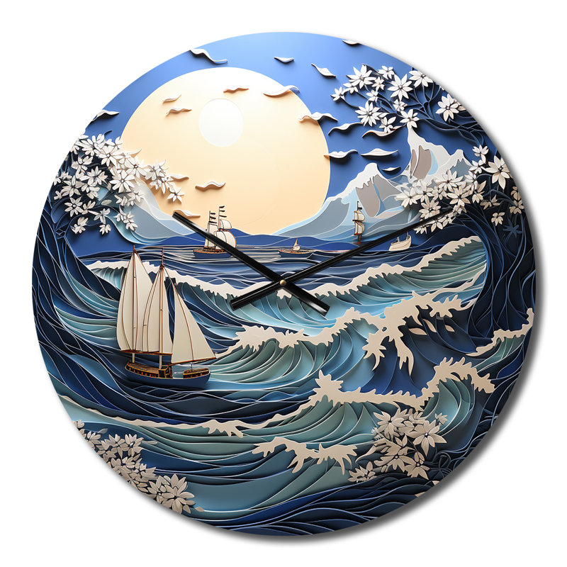Horloge murale Beach Boat Elegance Papercut II, Petit