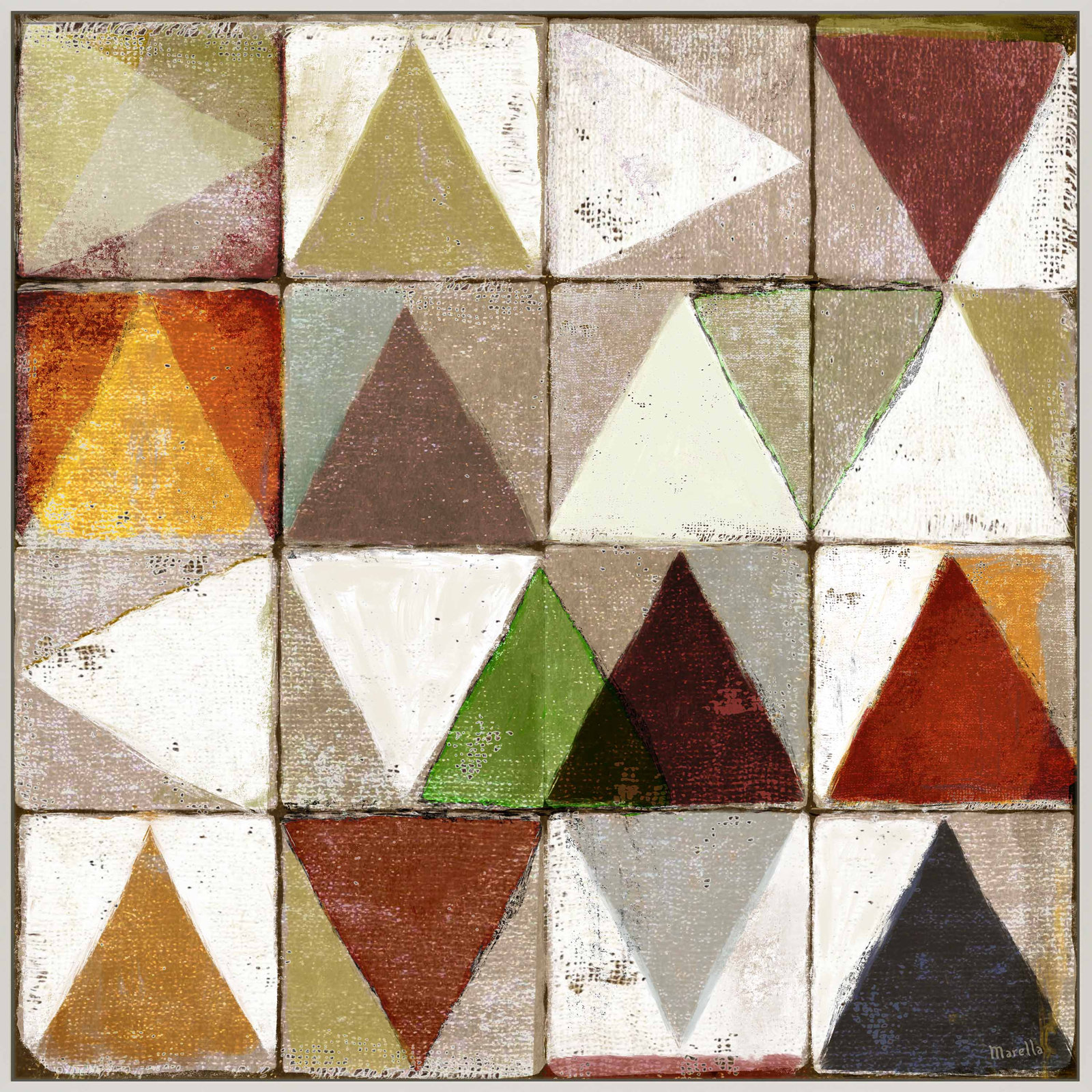 Tiles 4 by Marco Marella for Studio M - Framed Wall Art, 30" H x 30" W, Canvas, White