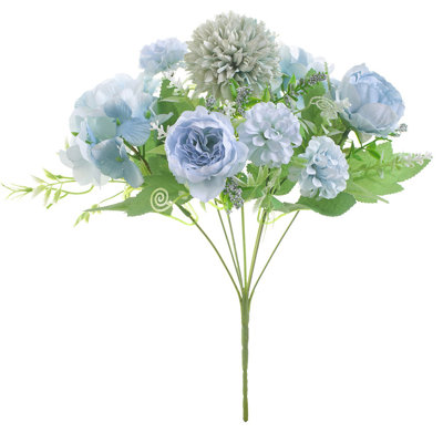 Bouquet de pivoines et d'hortensias artificiels réalistes - Soie / Plastique de véritables fleurs tactiles pour centres de mariage, décor de table, arrangements de fête nuptiale