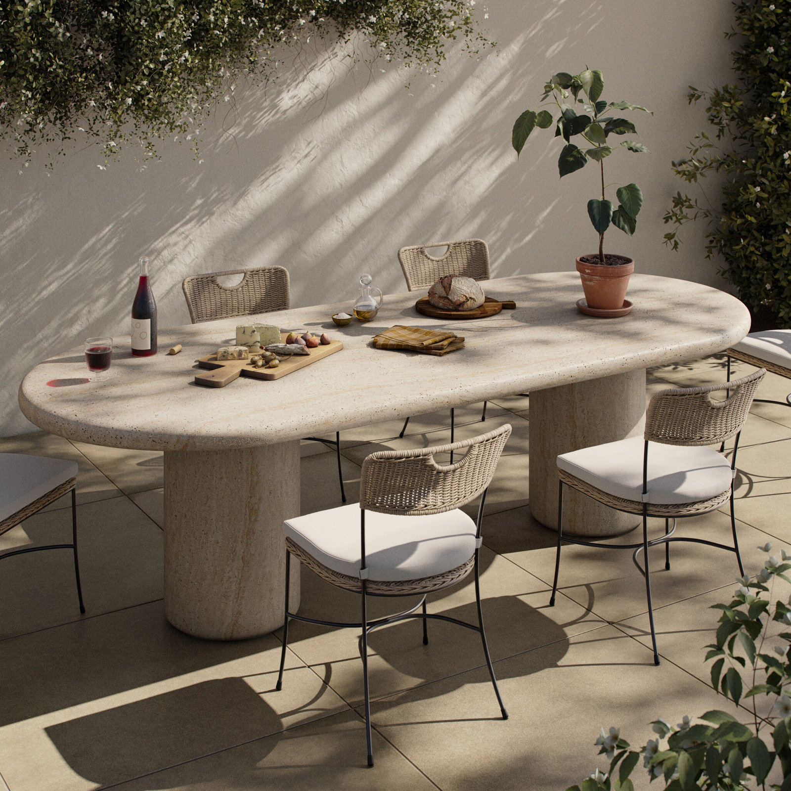 102.25'' Concrete Outdoor Dining Table