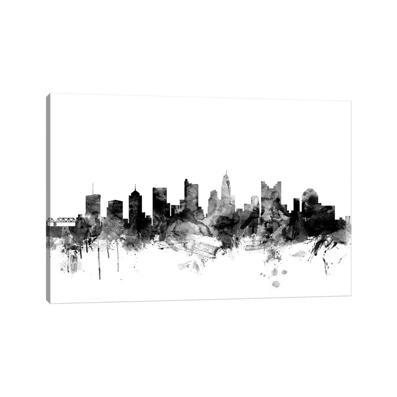 Columbus, Ohio In Black & White by Michael Tompsett - 1 Piece Wrapped Canvas Wall Art, 101.6 cm H x 66.04 cm W x 1.91 cm D