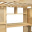Lit simple au-dessus de mezzanine naturel avec bureau, rangement et construction en bois de pin stable-146039847