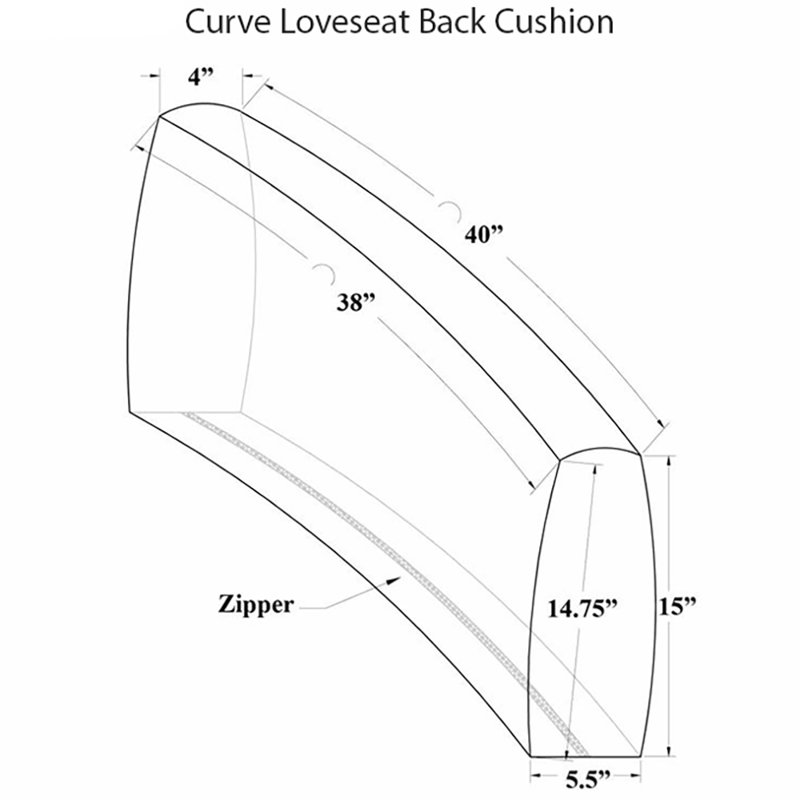 Curved Loveseat Back Cushion - Canvas Flax, White