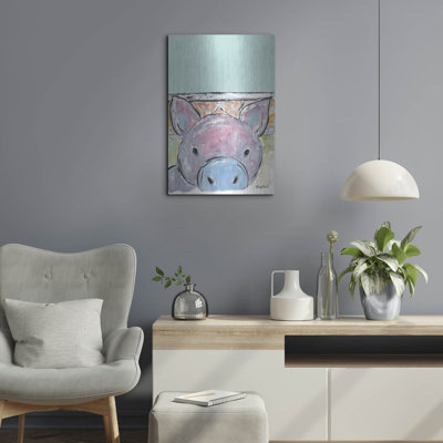 «Oink Oink» par Roey Ebert, Mercer41, art mural en métal, 16 po x 24 po
