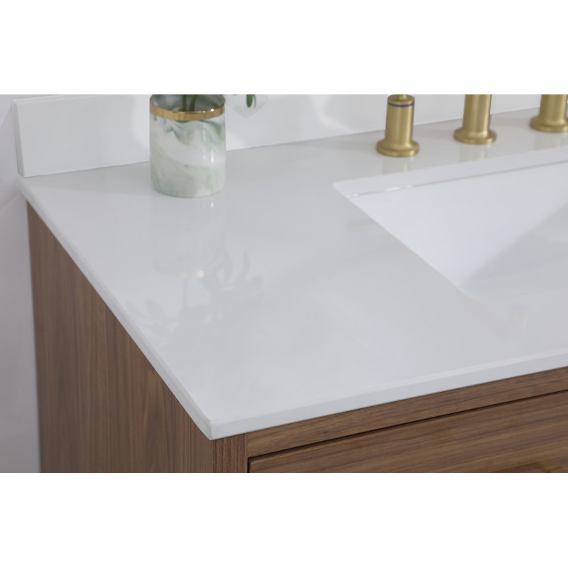 Steinfeldt 42'' Single Bathroom Vanity with Engineered Marble Top, Walnut Brown