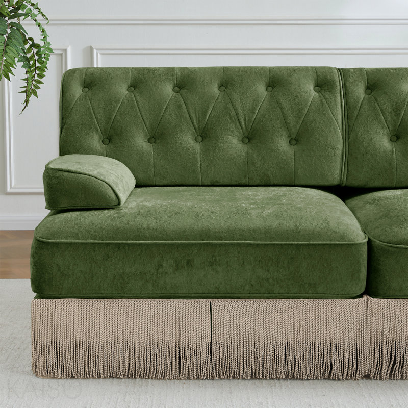 Canapé sans accoudoirs en velours vert, Green