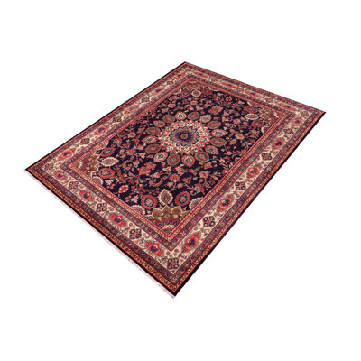 Vintage Antique Ardbeel Holmes Blue Beige Hand Knotted Wool Rug- 6'11'' X 10'5''