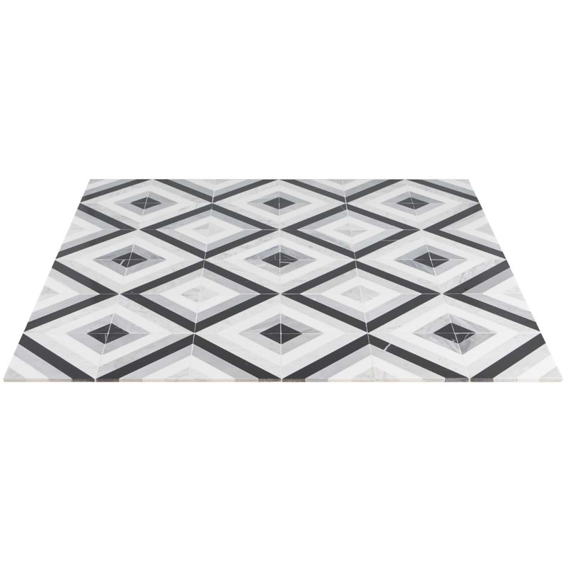 Bowery 8x8 Geometric Polished Marble Mosaic Tile