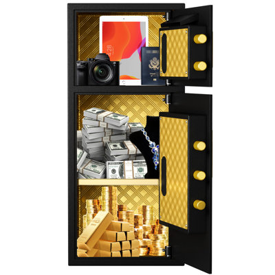 Coffre-fort de sécurité numérique avec 7,0 pieds cubes, sac à monnaie à double porte et imperméable, double alarme, code caché, acier entièrement épaissi, interstice, fixation murale / au sol pour la maison, le bureau à l'hôtel