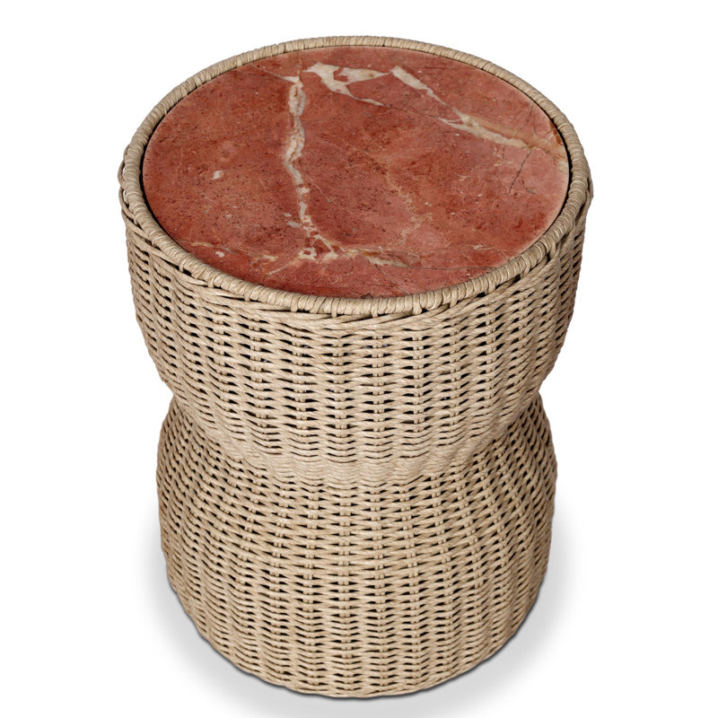 Brixby Outdoor Round Side Table, Desert Marble
