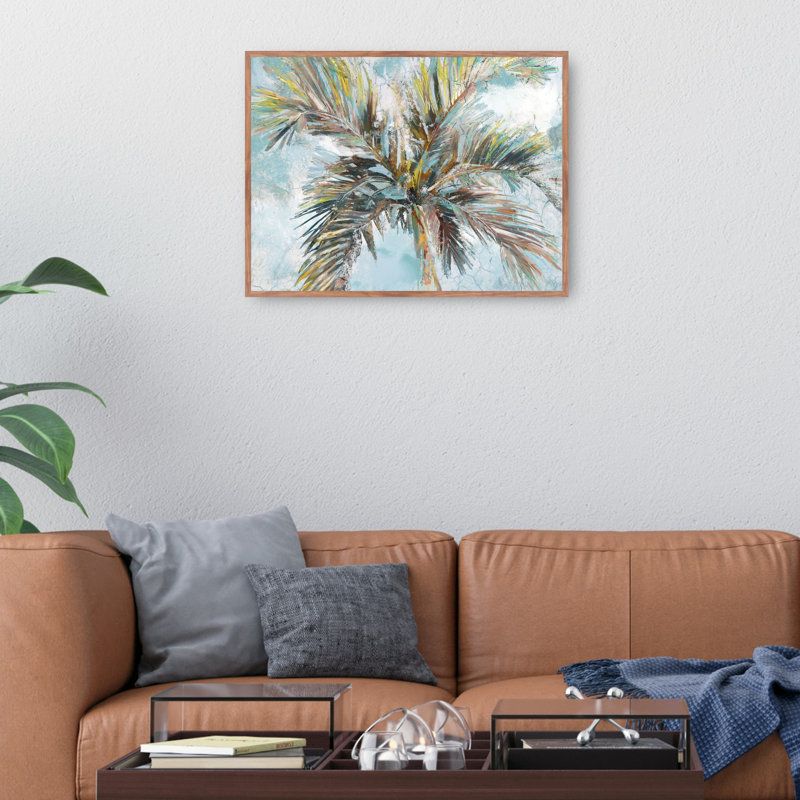 «Inlet Palms» par Studio Arts, impression sur toile, palmier tropical, H 31 po x l 41 po, Toile encadrée, Taupe