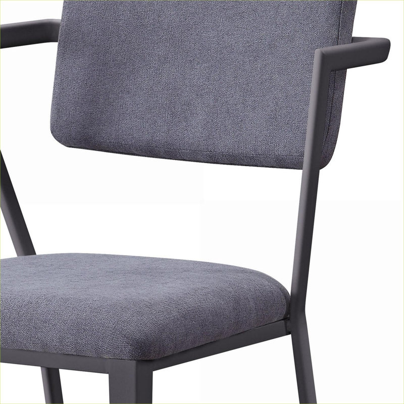 Ensemble de 2 chaises de salle à manger rembourrées en tissu, structure en métal gris froid avec dossier ouvert pour une utilisation quotidienne