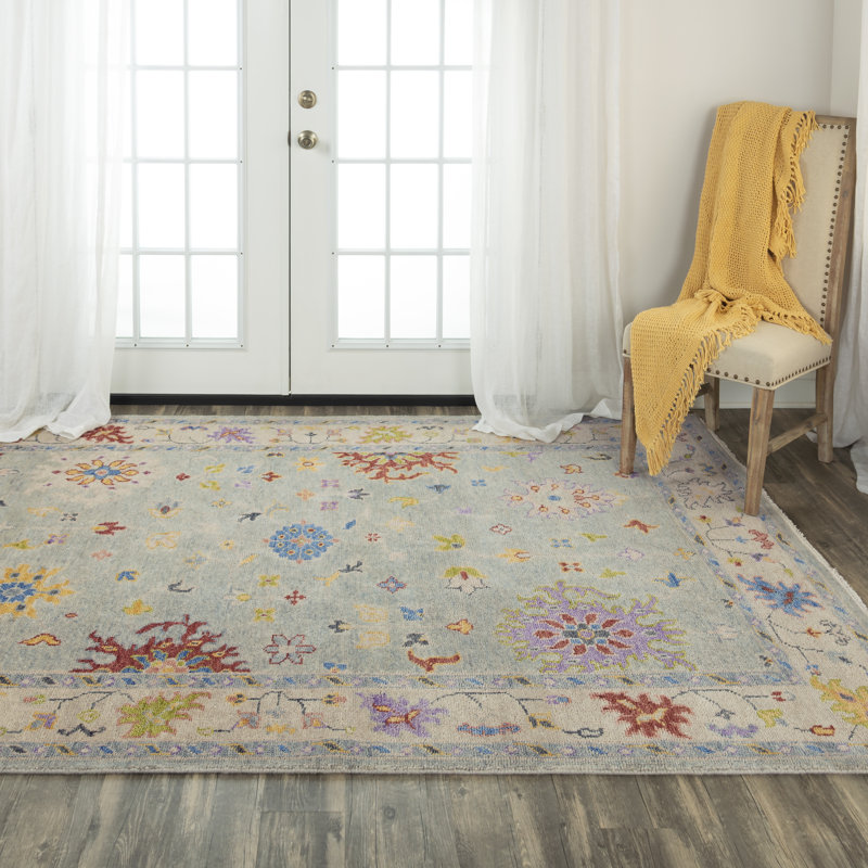 Wool Floral Indoor Rug, Rectangle 6' X 9'