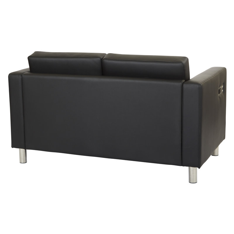 Procter 50.75'' Faux Leather Loveseat, Black Faux Leather