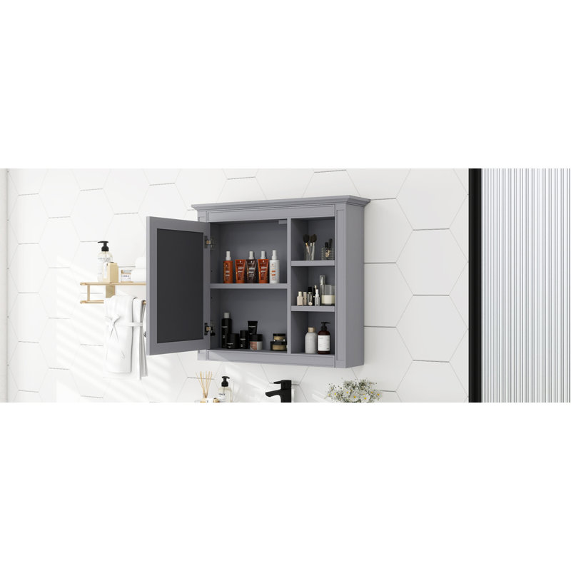 Wall Mounted Medicine Cabinet Mdf Modern Bathroom With Mirror For Versatile Storage